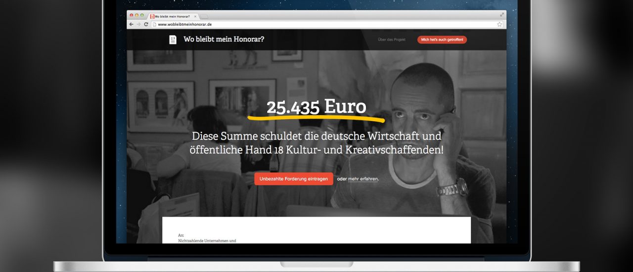 Auf wobleibtmeinhonorar.de klettert die Summe der „Schulden“ stetig nach oben. Foto: wobleibtmeinhonorar.de/presse 