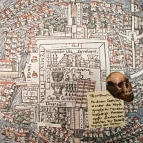 Blick auf die Karte des mittelalterlichen Tenochtitlan.