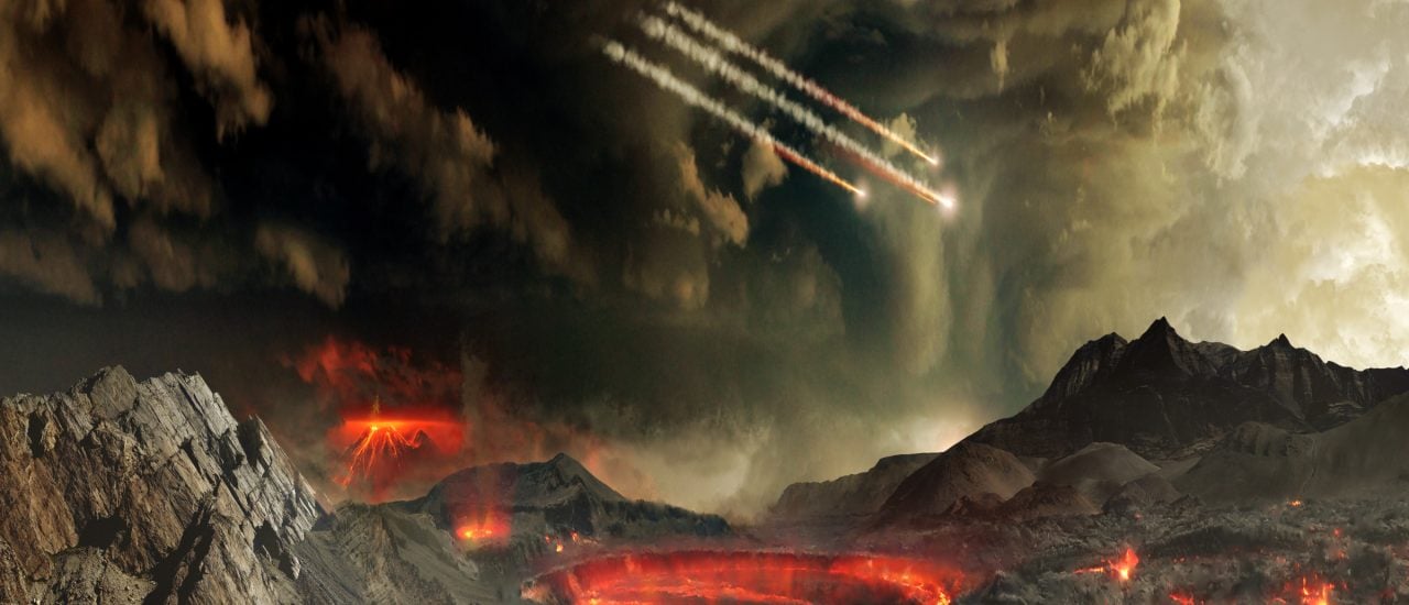 Die chemische Evolution – eine mögliche Antwort auf die Frage, wie es zum Entstehen von Leben auf der frühen Erde gekommen ist. Foto: BENNU’S JOURNEY – Early Earth / credit: CC BY 2.0 | NASA Goddard Space Flight Center Conceptual Image Lab / flickr.com