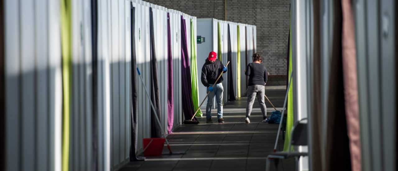 Unterbringung von Geflüchteten im früheren Flughafen Berlin-Tempelhof. Foto: | Odd Andersen | AFP.