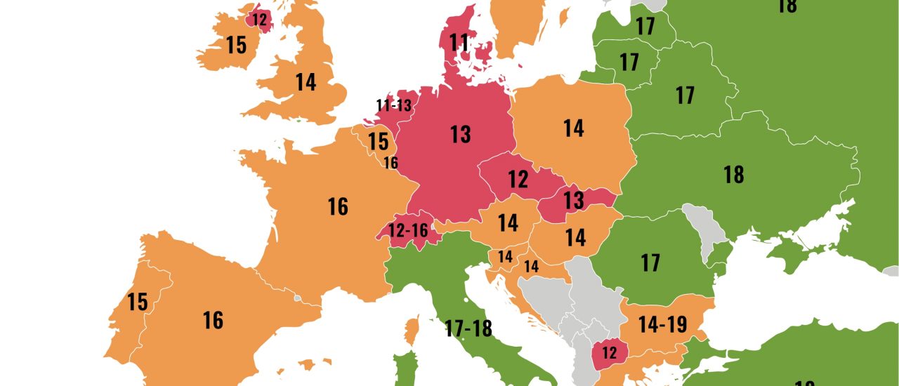 Schulferien in Europa: Wer hat die meisten? Karte: Katapult Magazin