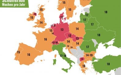 Schulferien in Europa: Wer hat die meisten? Karte: Katapult Magazin