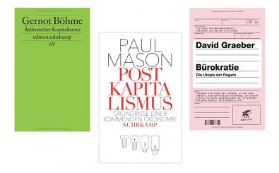 Drei Autoren, drei Bände, dreimal endlos viele Fragen an den Kapitalismus. | Grafik: Montage / © Cover v.l.n.r.: Suhrkamp, Suhrkamp, Klett-Cotta.