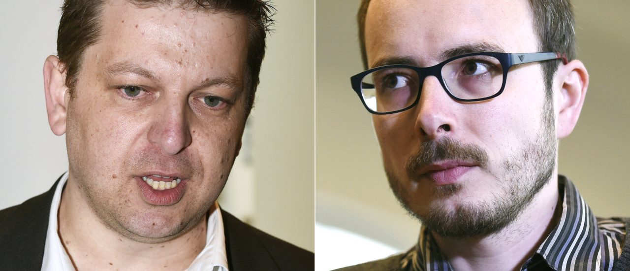 Die Whistleblower Raphael Halet und Antoine Deltour haben die Lux-Leaks ermöglicht und dubiose Steuerdeals in Luxemburg aufgedeckt. Sie wurden zu Haftstrafen auf Bewährung verurteilt. Foto: AFP | John Thys