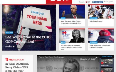 Startseite der Webseite der Republikaner – ohne Donald Trump. Foto: Screenshot gop.com