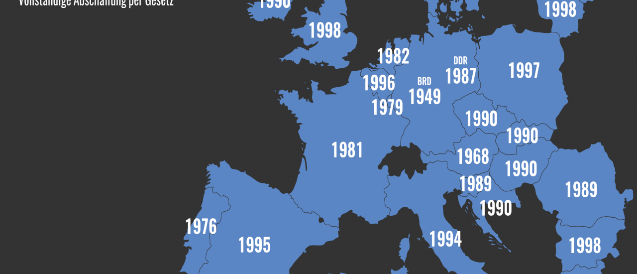Diese Karte zeigt, wann die einzelnen EU-Mitgliedsländer die Todesstrafe abgeschafft haben. Foto: Katapult Magazin
