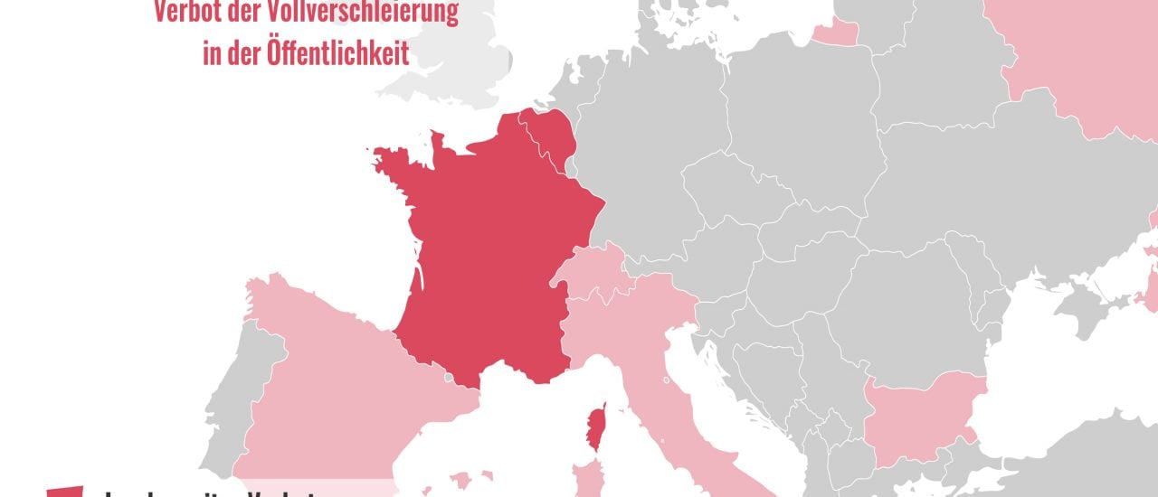 Die Karte der Woche: Burkaverbot in Europa. | Grafik: Katapult-Magazin