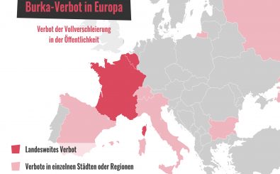 Die Karte der Woche: Burkaverbot in Europa. | Grafik: Katapult-Magazin