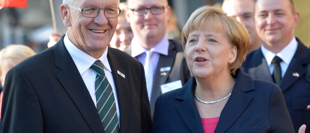 Baden-Württembergs Ministerpräsident und Kanzlerin Merkel scheinen sich gut zu verstehen.