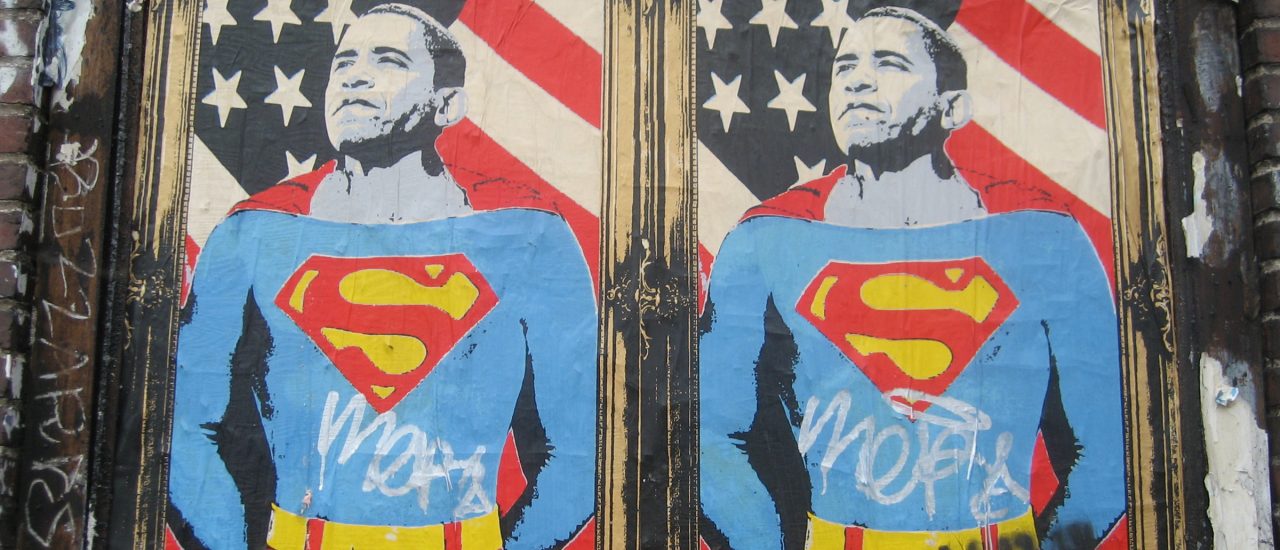 Superheld? Gutes Vorbild? Schlechtes Vorbild? Nicht nur Barack Obama kann alle drei Rollen spielen. Woran erkennen wir die richtigen Vorbilder? Foto: Barack Obama as Superman Paste-Up by Mr. Brainwash | CC BY 2.0 | SliceofNYC / flickr.com.