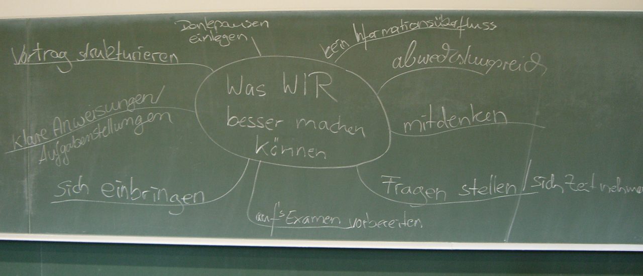 Vorsätze auf einer Schultafel, die auch der Debatte um die Bildung in Deutschland guttun würden. Foto: Vorlesungen: Was wir besser machen können CC BY-SA 2.0 | Christian Spannagel / flickr.com