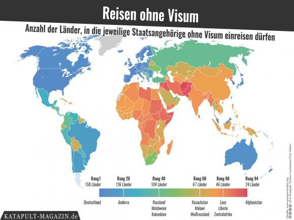 Karte der Woche | Passportindex 2016 - Deutscher Pass auf Platz Eins