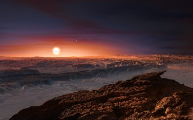 Auf zu neuen Ufern! Der 2016 entdeckte Exoplanet Proxima b liegt in einer habitablen Zone und auf ihm könnte es sogar Wasser geben. Hier zu sehen: künstlerische Darstellung der Planetenoberfläche. Foto: CC BY 4.0 | M. Kornmesser (ESO) / wikimedia