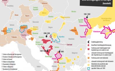 Die politische Lage auf dem Balkan ist geprägt von regionalen Unabhängigkeitsbestrebungen. Grafik: Karte der Woche | Katapult Magazin