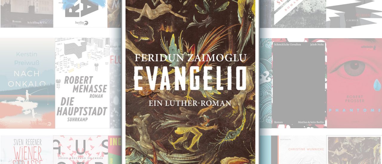 Der Roman „Evangelio“ von Feridun Zaimoglu steht auf der Longlist des Deutschen Buchpreises 2017. Foto: | detektor.fm / Kiepenheuer & Witsch
