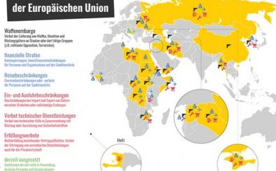 Die Karte der Woche zeigt die aktuellen Sanktionen der EU. Foto: Katapult-Magazin | Screenshot