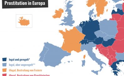 In Deutschland ist Prostitution seit 2001 entkriminalisiert. Grafik: Karte der Woche | Katapult-Magazin