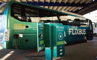 Zwischen Mannheim und Frankfurt am Main verkeht der erste elektrische Flixbus Deutschlands. Foto: Flixbus | Pressefoto