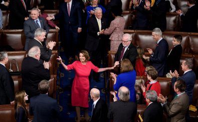 Die Demokratin Nancy Pelosi nach ihrer Wahl zur Vorsitzenden im US-Kongress. Foto: Brendan Smialowski / AFP