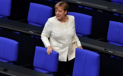 Bundeskanzlerin Angela Merkel auf der Regierungsbank im Bundestag. Foto: John MacDougall / AFP