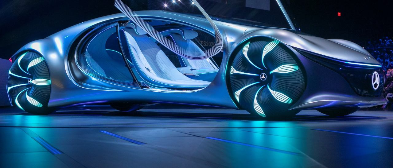 The Avatar-themed Mercedes-Benz Vision AVTR concept vehicle is world premiered at the Daimler keynote address by the head of Mercedes-Benz Cars, Ola Kllenius, during the 2020 Consumer Electronics Show (CES) in Las Vegas, Nevada, on January 6, 2020. – CES is one of the largest tech shows on the planet, showcasing more than 4,500 exhibiting companies representing the entire consumer technology ecosystem. (Photo by DAVID MCNEW / AFP)