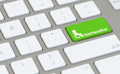 Das Wort „barrierefrei“ auf der Enter-Taste einer Computertastatur. Quelle: Robert Kneschke / Shutterstock