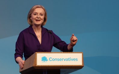 New Conservative Party leader and Britain’s Prime Minister-elect Liz Truss delivers a speech at an event to announce the winner of the Conservative Party leadership contest in central London on September 5, 2022. – Truss is the UK’s third female prime minister following Theresa May and Margaret Thatcher. The 47-year-old has consistently enjoyed overwhelming support over 42-year-old Sunak in polling of the estimated 200,000 Tory members who were eligible to vote. (Photo by Adrian DENNIS / AFP)