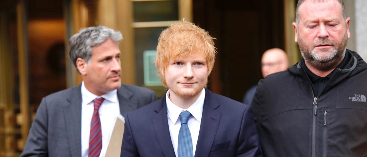 Ed Sheeran nach seiner Aussage im Copyright-Prozess um den Song „Let’s Get It On“ von Marvin Gaye und Ed Towsend. Foto: Kena Bentacur / AFP