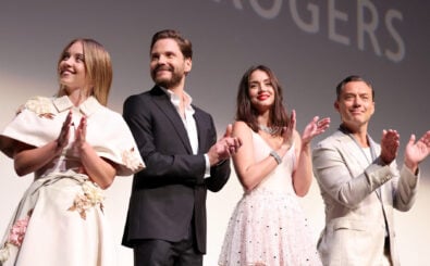 TORONTO, ONTARIO – SEPTEMBER 07: (L-R) Sydney Sweeney, Daniel Bruehl, Ana de Armas and Jude Law attend the premiere of „Eden“ during the 2024 Toronto International Film Festival at Roy Thomson Hall on September 07, 2024 in Toronto, Ontario.   Cindy Ord/Getty Images/AFP (Photo by Cindy Ord / GETTY IMAGES NORTH AMERICA / Getty Images via AFP)