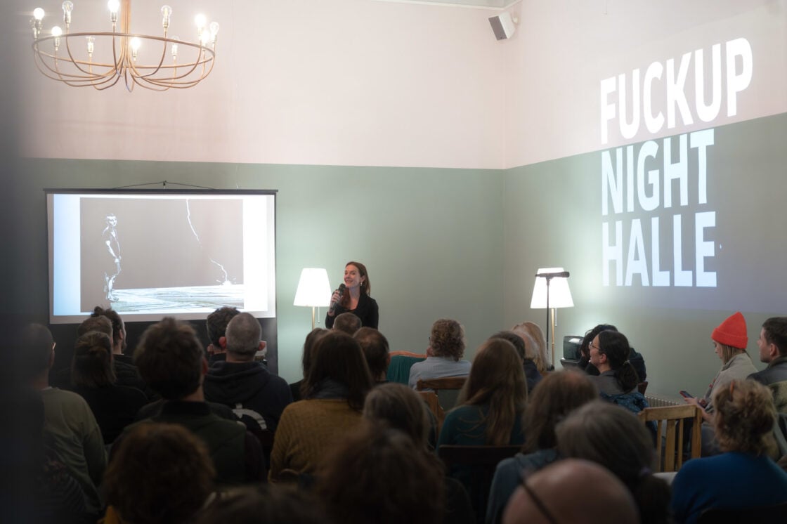 Bild von der Fuckup Night Halle. Bild: Universität Halle, Ferdinand Molck-Ude.